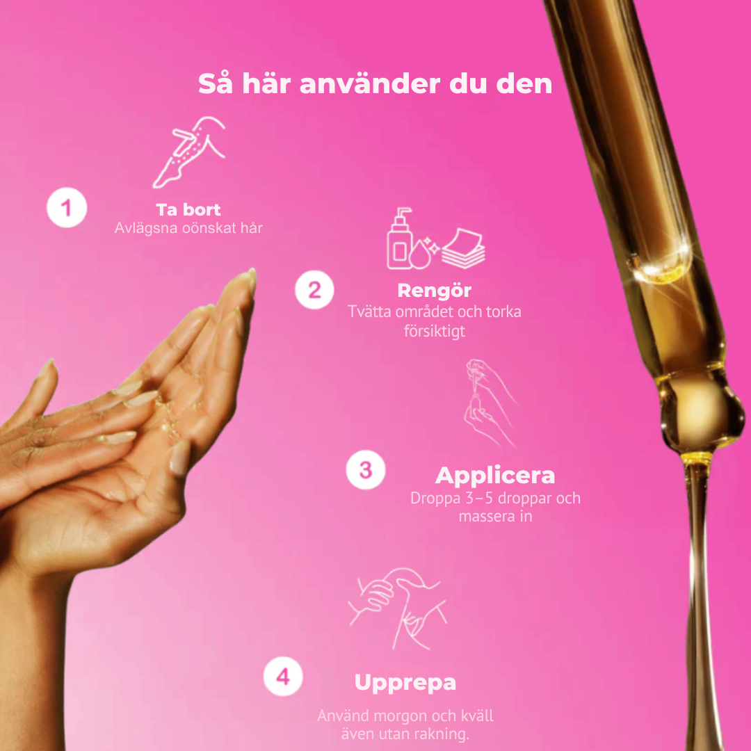 Hårborttagningsolja - Naturligt len hud utan rakhyvel